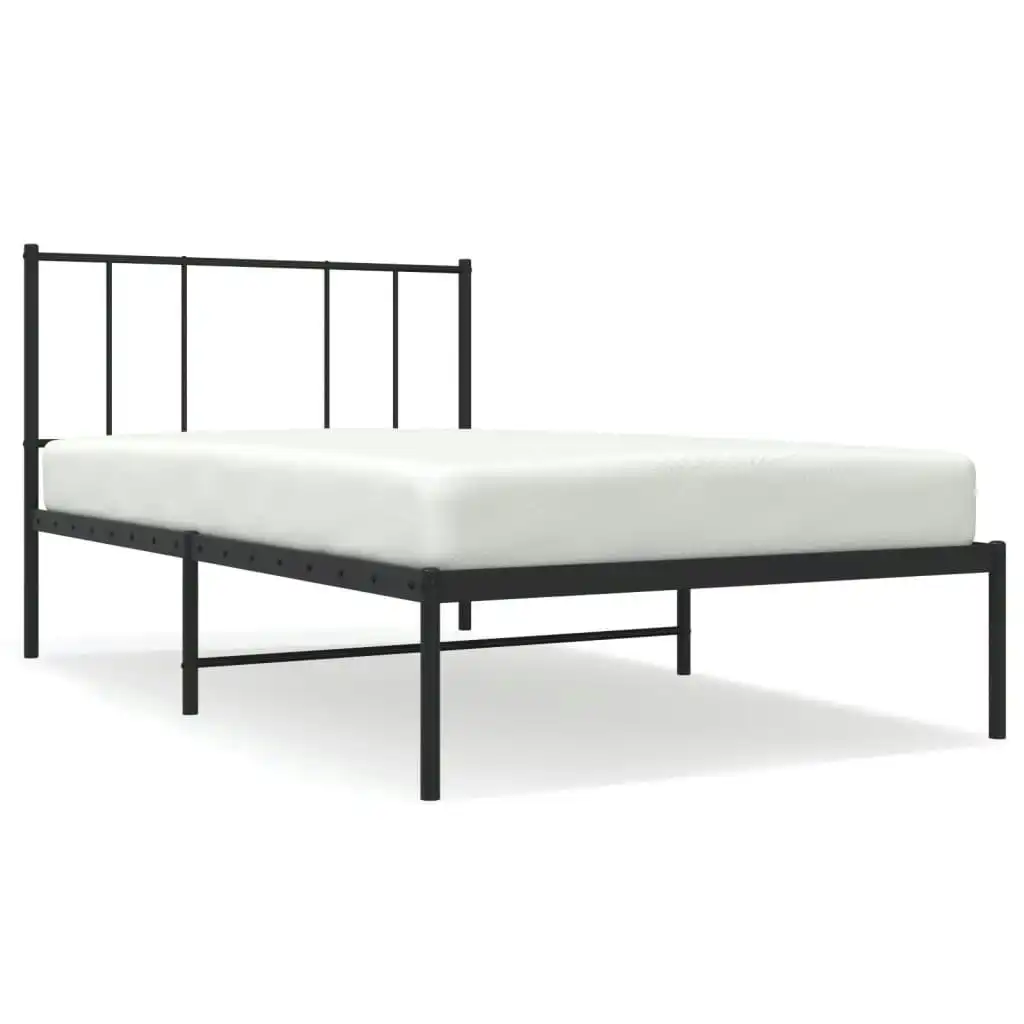 Metal Bed Frame with Headboard Black 106x203 cm King Single Size 352476