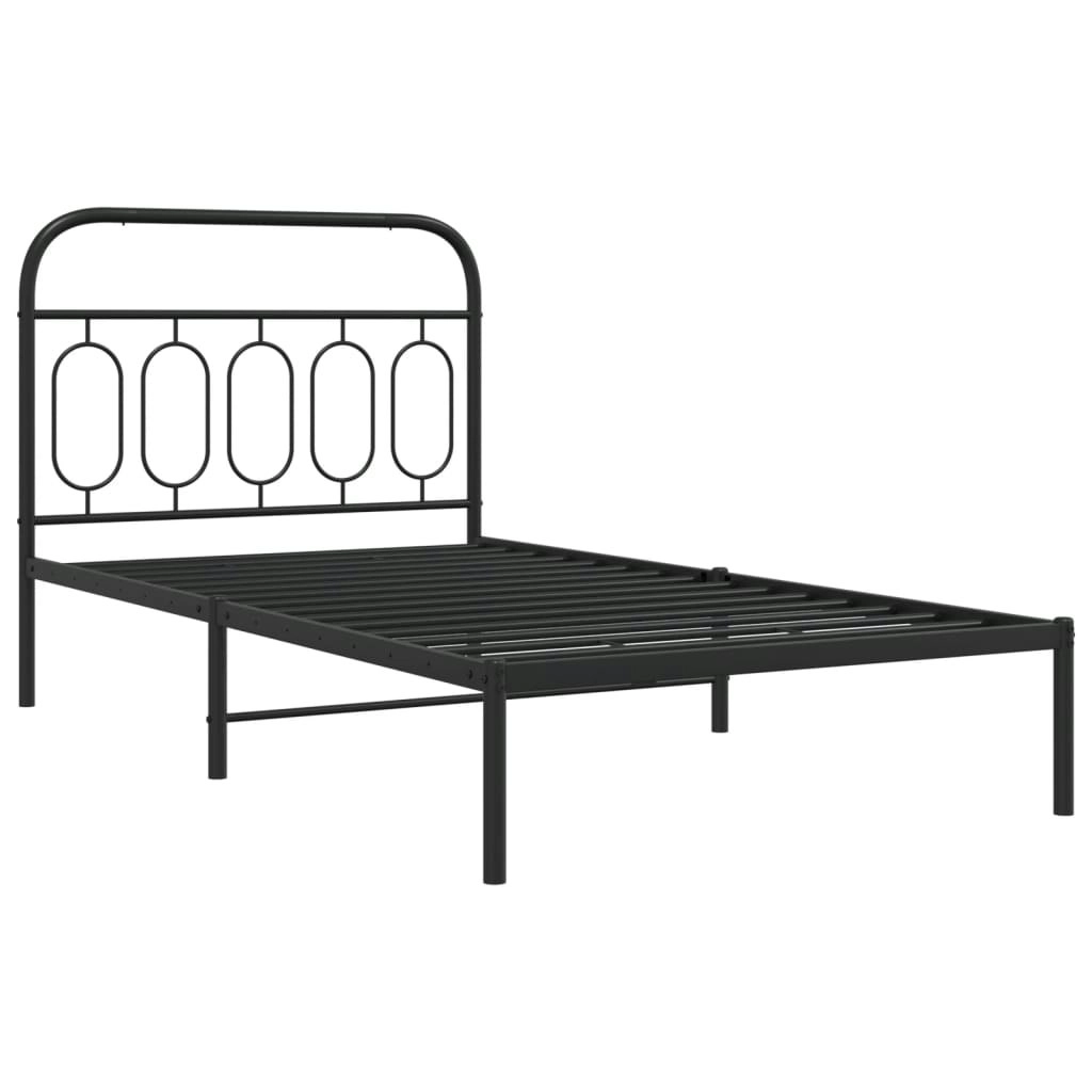 Metal Bed Frame without Mattress with Headboard Black 107x203 cm King Single 377113