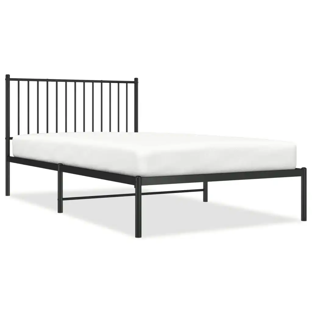 Metal Bed Frame with Headboard Black 107x203 cm 350860