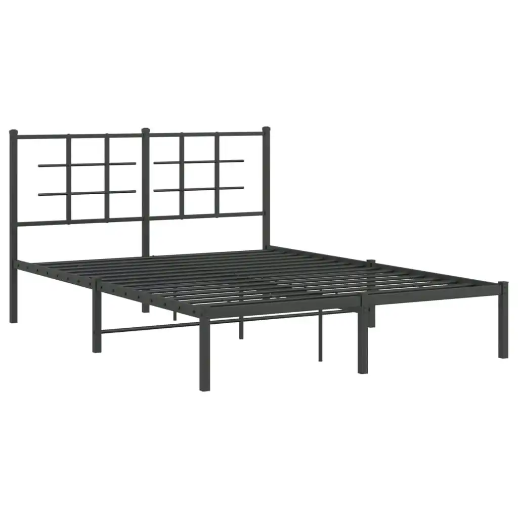 Metal Bed Frame with Headboard Black 135x190 cm 355560