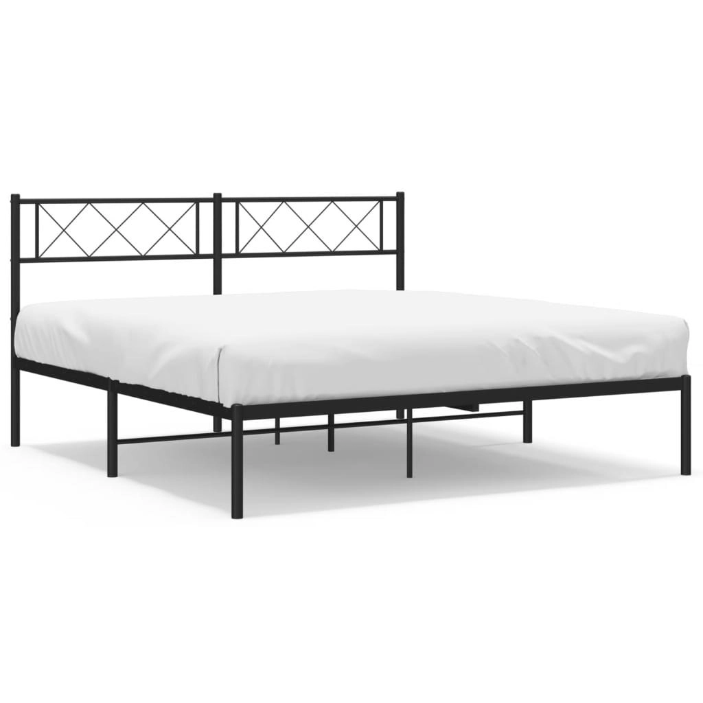 Metal Bed Frame without Mattress with Headboard Black 135x190 cm 372276