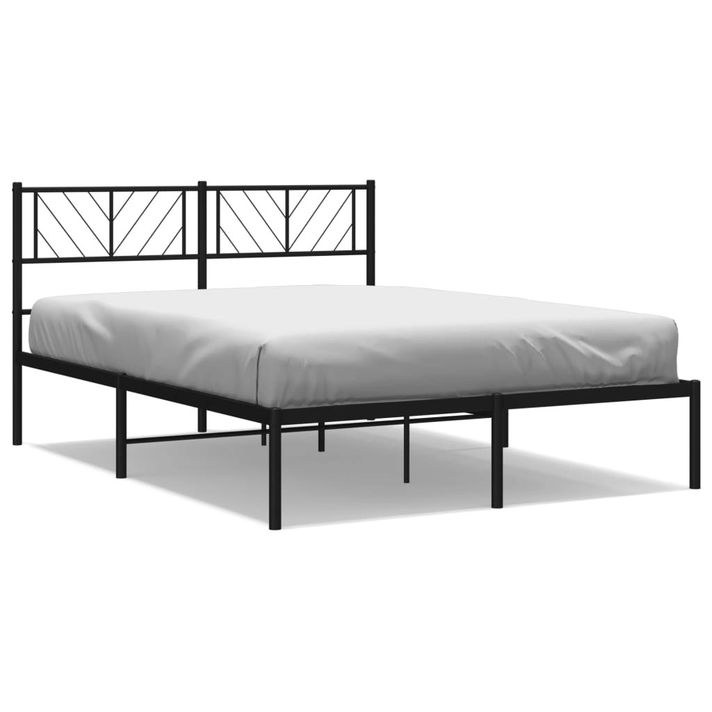 Metal Bed Frame without Mattress with Headboard Black 135x190 cm 372178