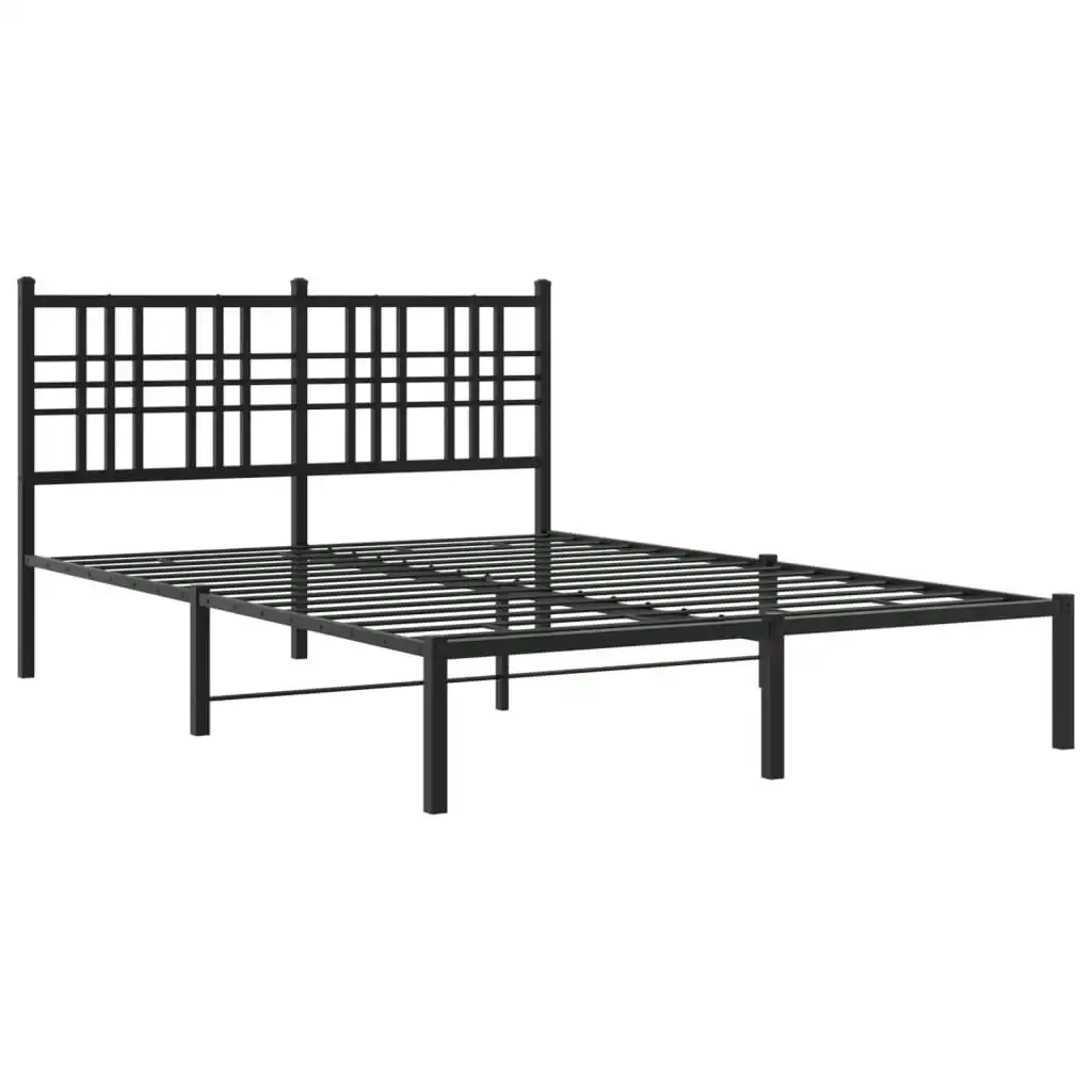 Metal Bed Frame with Headboard Black 135x190 cm 376323