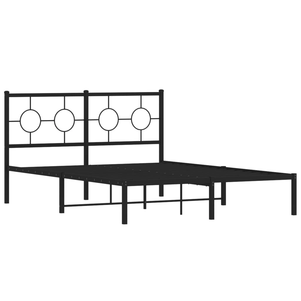 Metal Bed Frame with Headboard Black 135x190 cm 376225