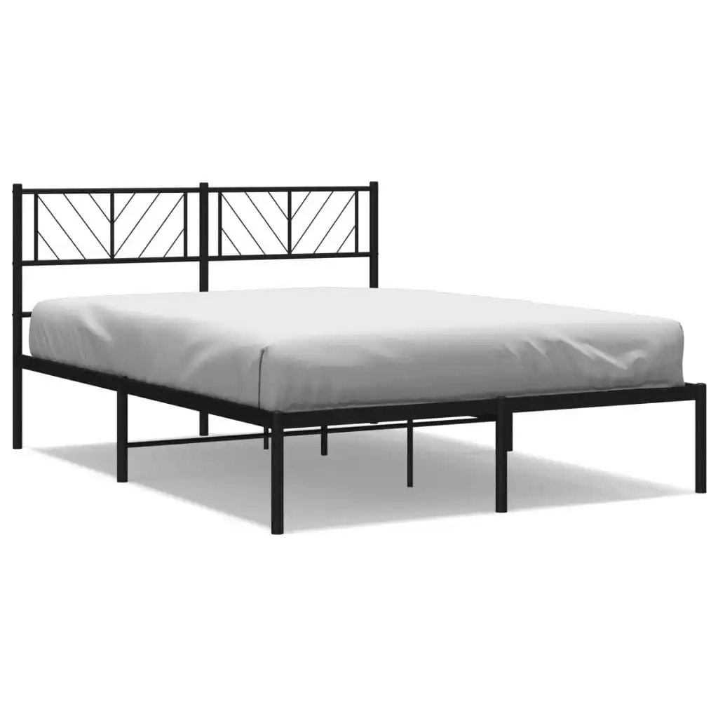 Metal Bed Frame with Headboard Black 150x200 cm 372181