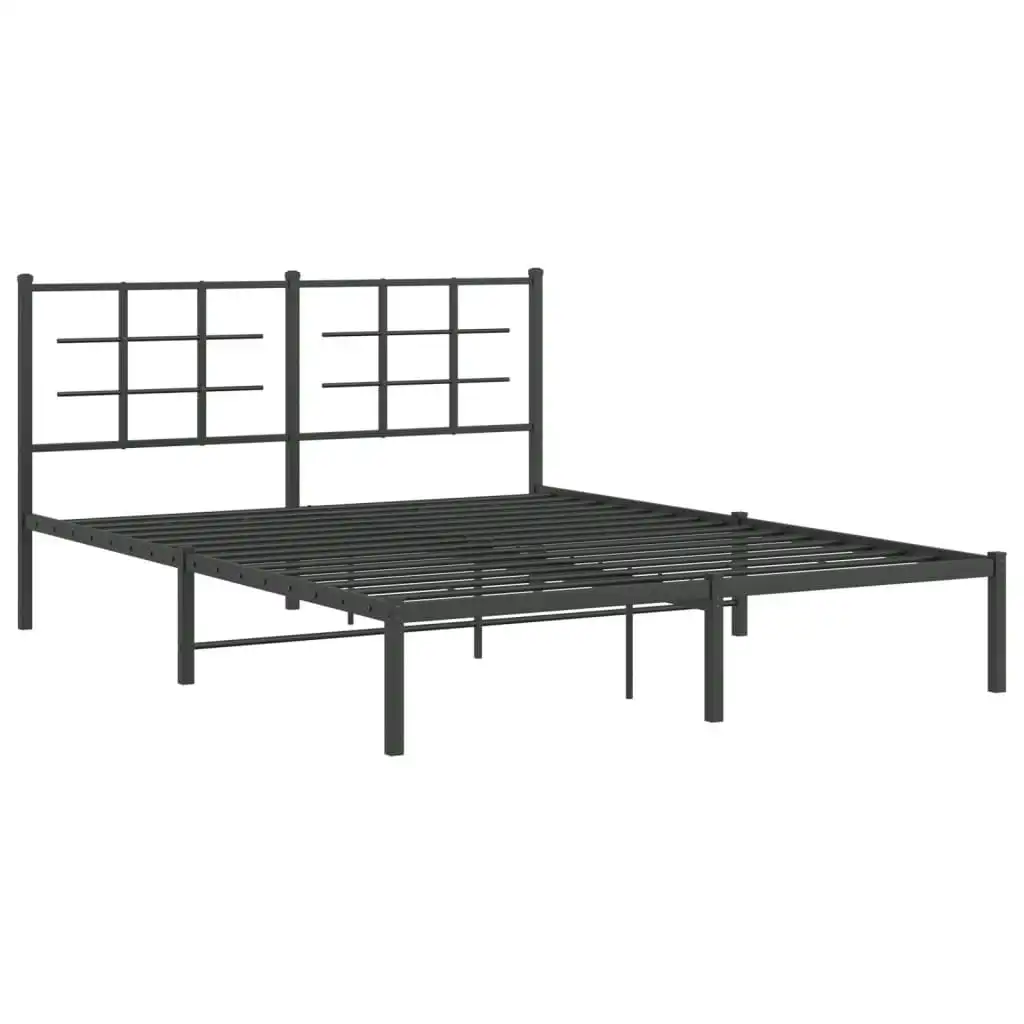 Metal Bed Frame with Headboard Black 150x200 cm 355563