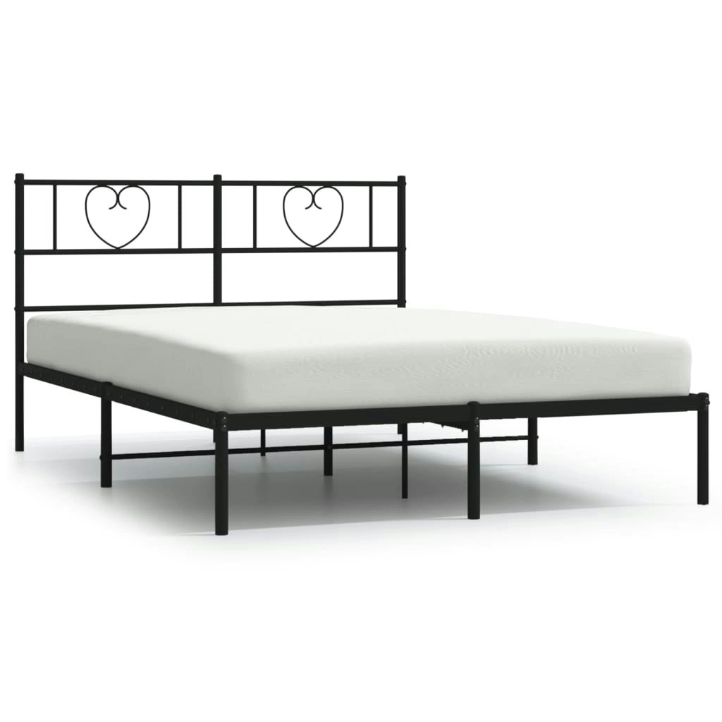 Metal Bed Frame with Headboard Black 150x200 cm 355465