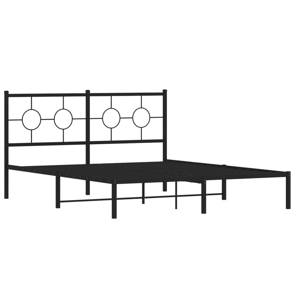 Metal Bed Frame with Headboard Black 150x200 cm 376228