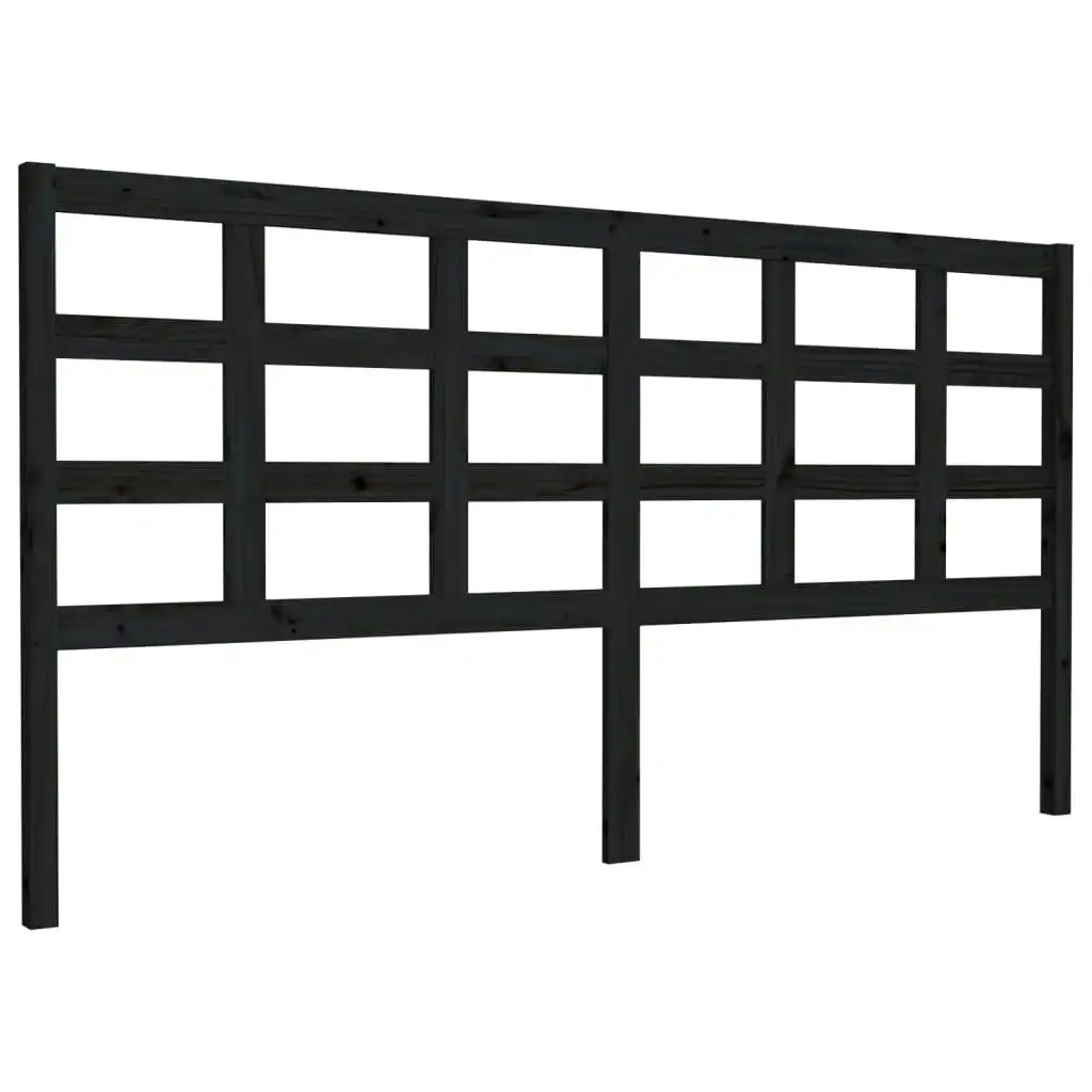 Bed Headboard Black 185.5x4x100 cm Solid Wood Pine 817909