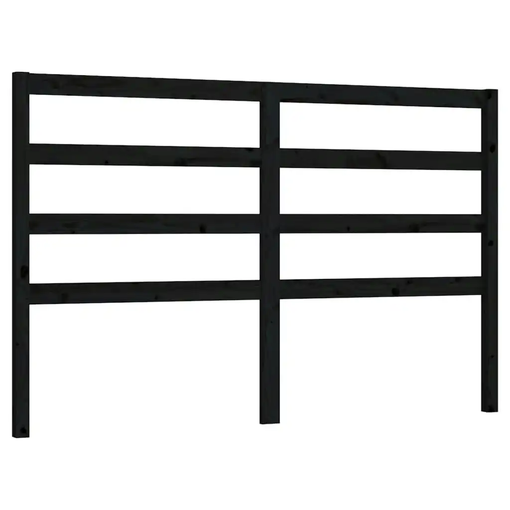 Bed Headboard Black 141x4x100 cm Solid Wood Pine 817639