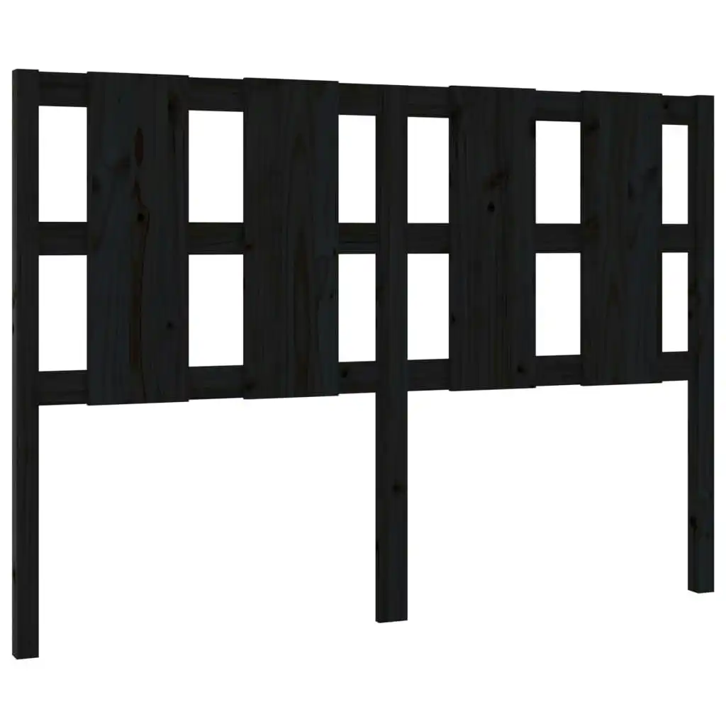 Bed Headboard Black 140.5x4x100 cm Solid Wood Pine 817989