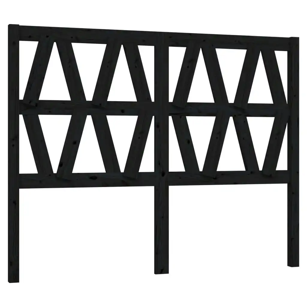 Bed Headboard Black 141x4x100 cm Solid Wood Pine 818619