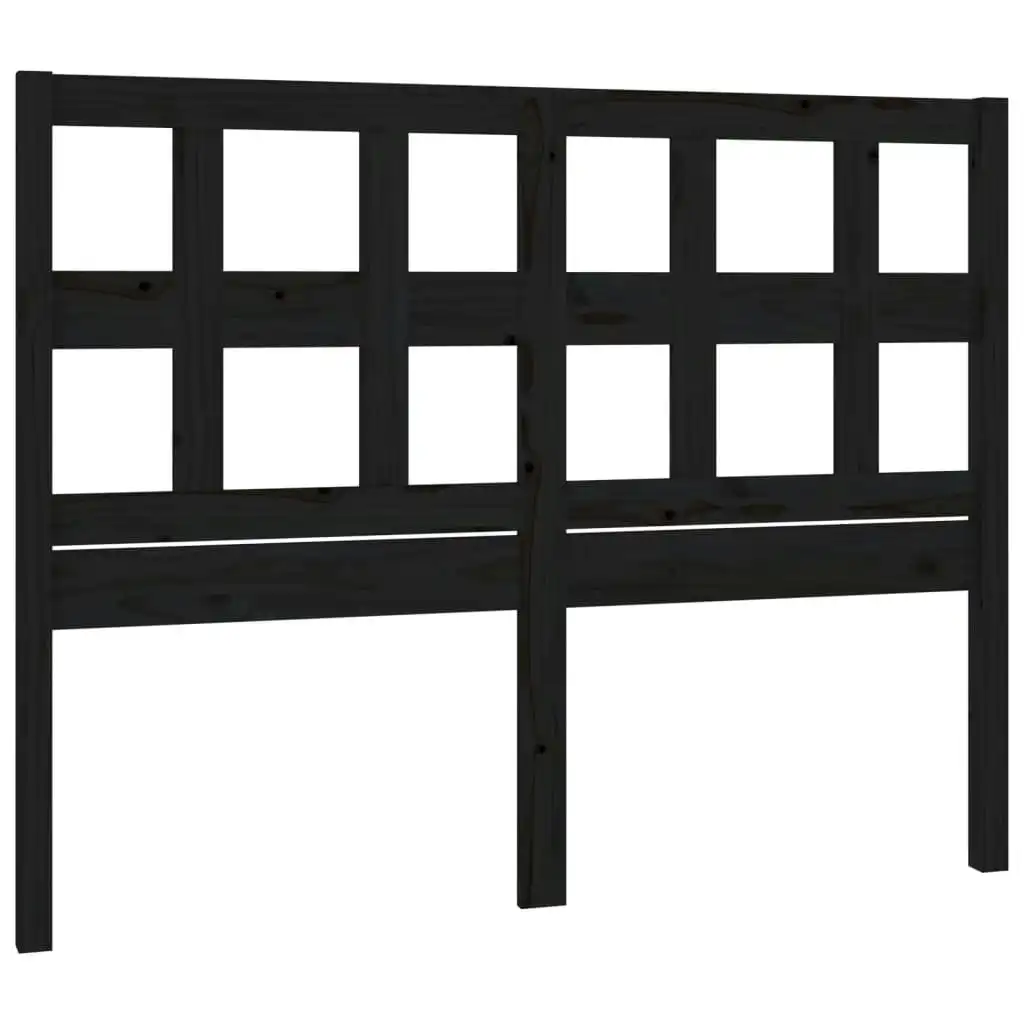 Bed Headboard Black 140.5x4x100 cm Solid Wood Pine 818919