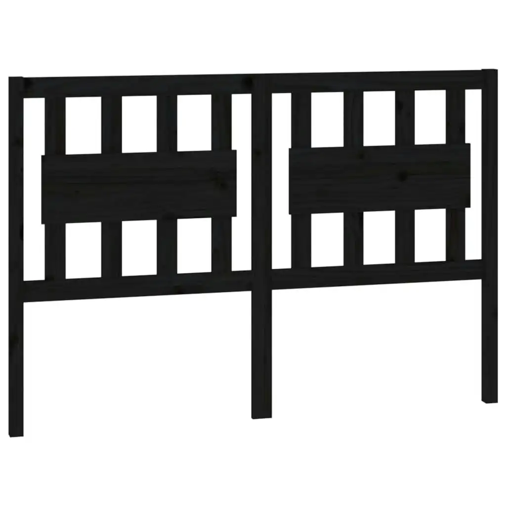 Bed Headboard Black 140.5x4x100 cm Solid Wood Pine 818569