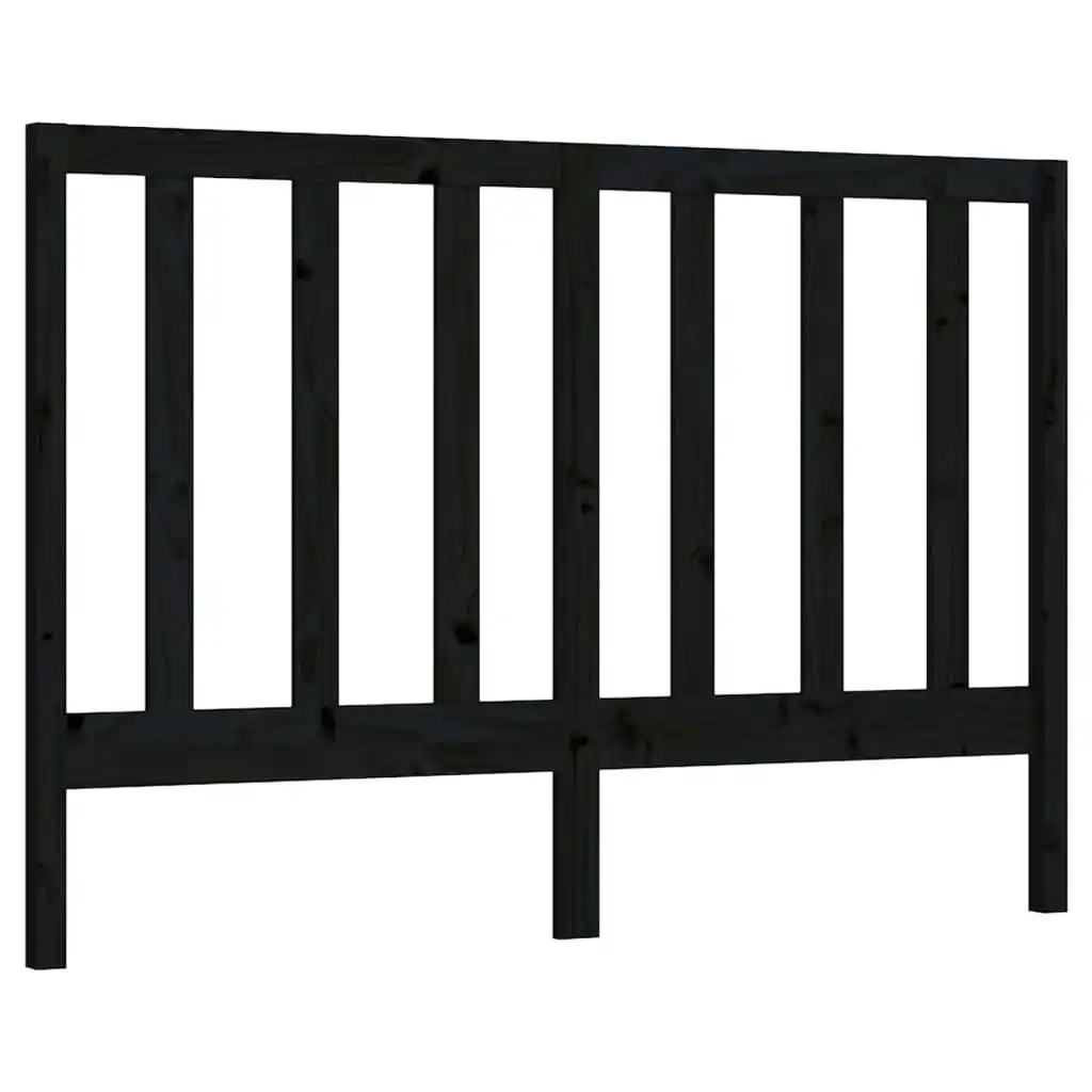 Bed Headboard Black 141x4x100 cm Solid Wood Pine 817689