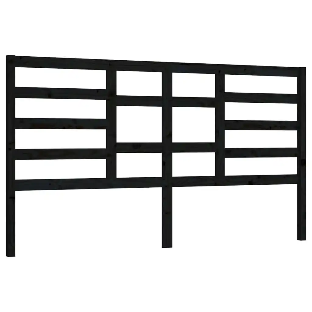 Bed Headboard Black 186x4x104 cm Solid Wood Pine 818159