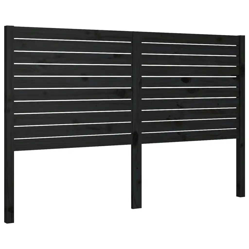 Bed Headboard Black 141x4x100 cm Solid Wood Pine 819019