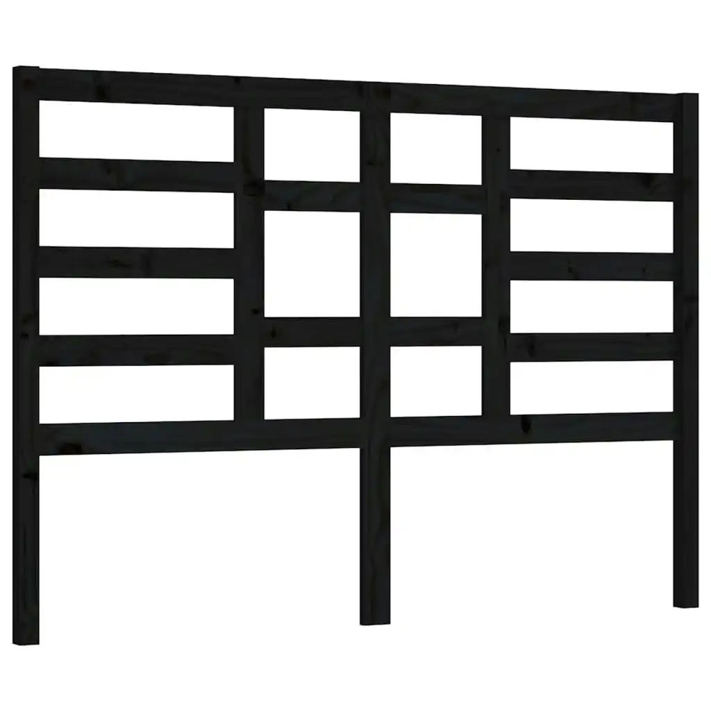 Bed Headboard Black 141x4x104 cm Solid Wood Pine 818139