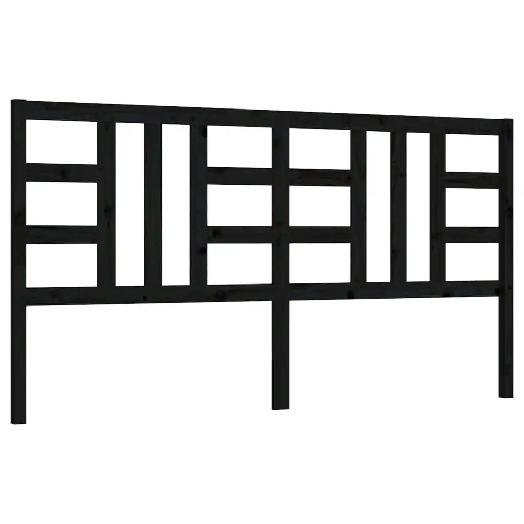 Bed Headboard Black 186x4x100 cm Solid Wood Pine 817859