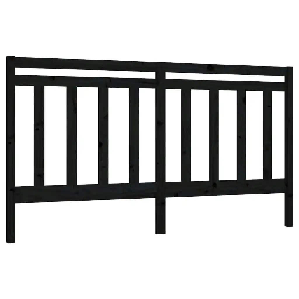 Bed Headboard Black 186x4x100 cm Solid Wood Pine 817809