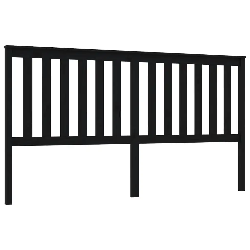 Bed Headboard Black 186x6x101 cm Solid Wood Pine 818539