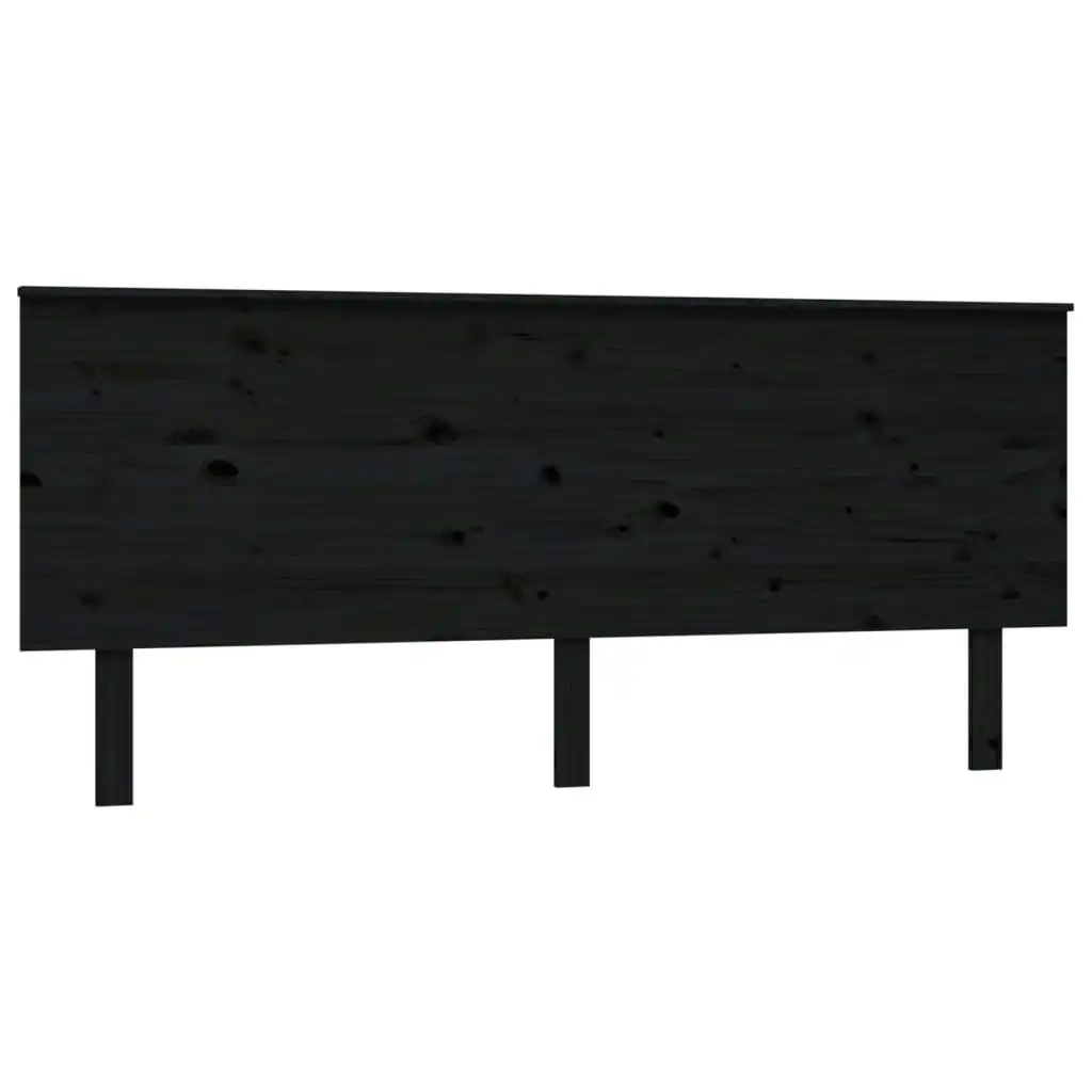 Bed Headboard Black 184x6x82.5 cm Solid Wood Pine 819189