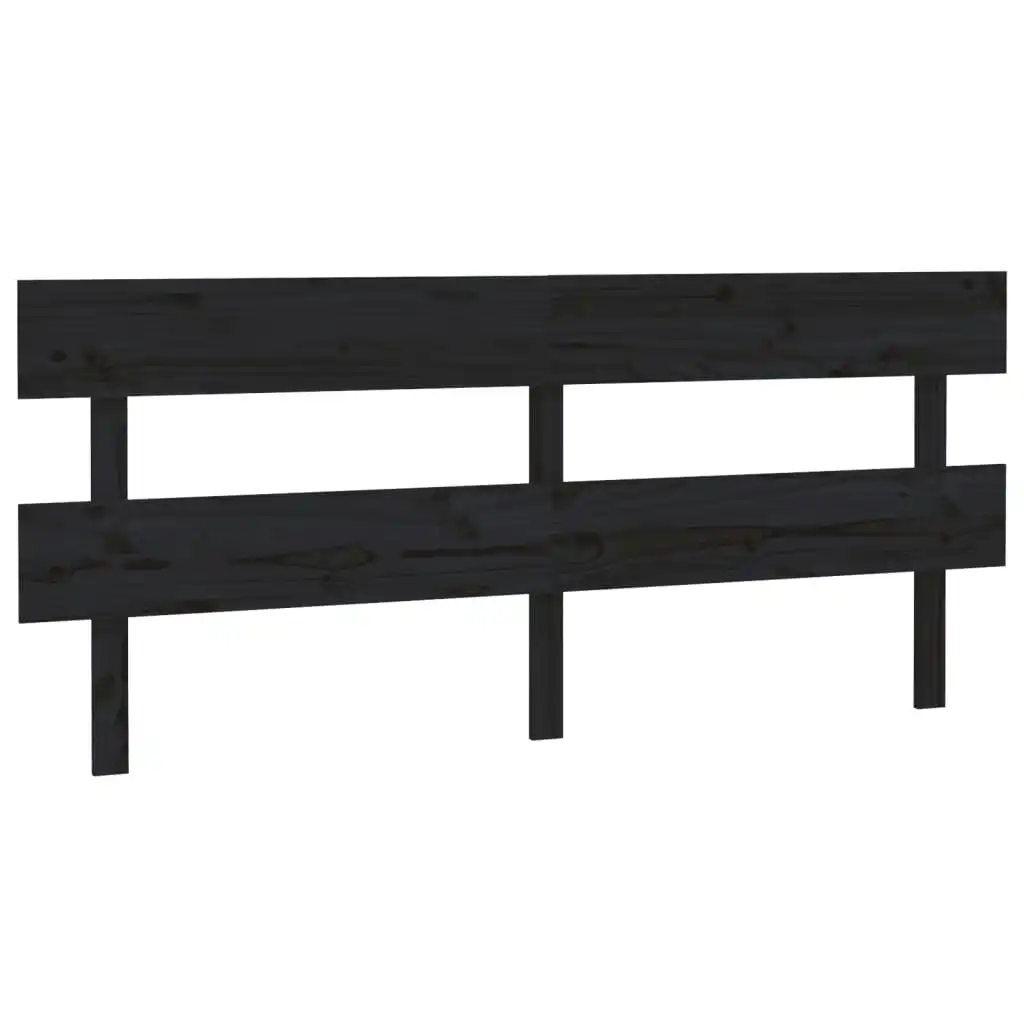 Bed Headboard Black 184x3x81 cm Solid Wood Pine 819089