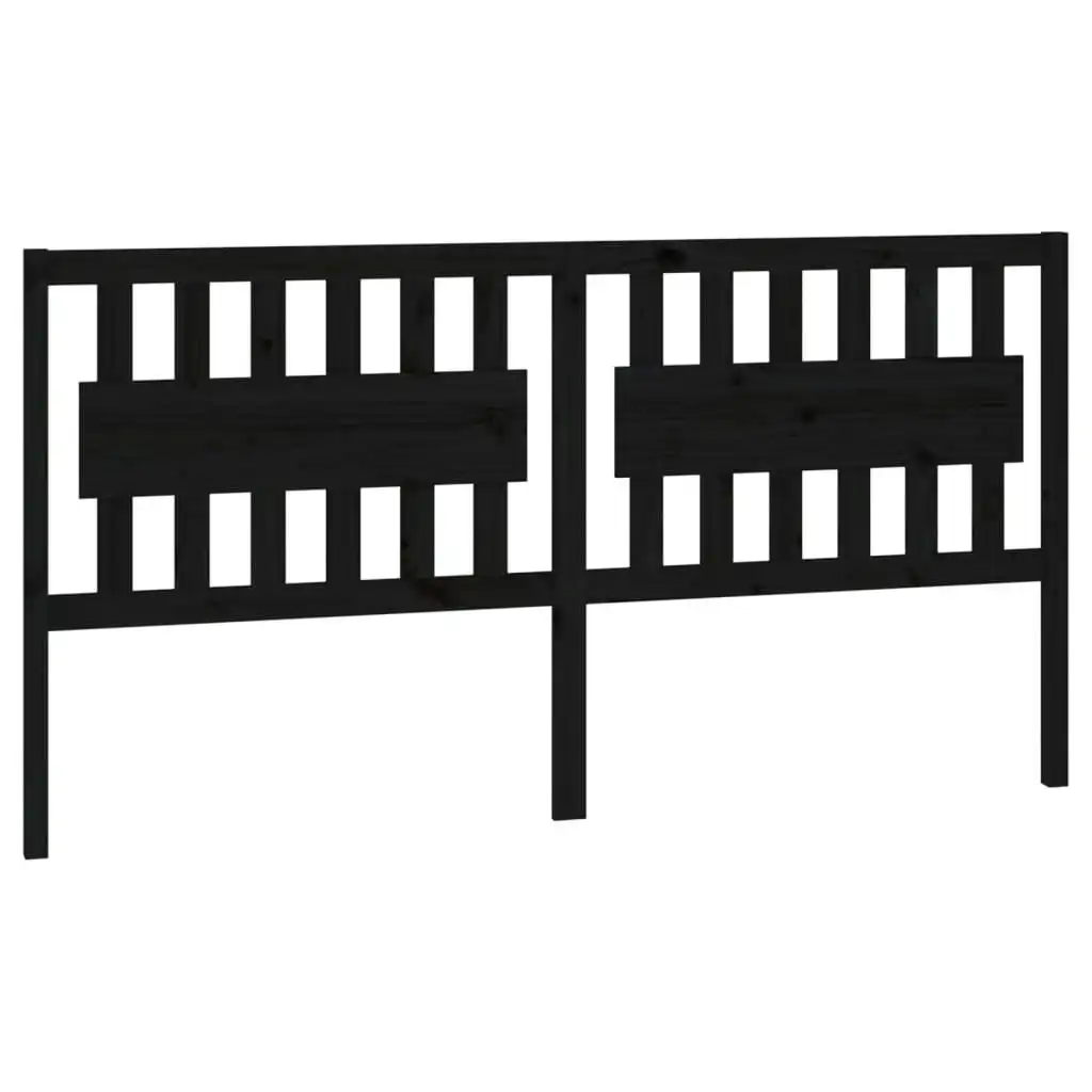 Bed Headboard Black 185.5x4x100 cm Solid Wood Pine 818589