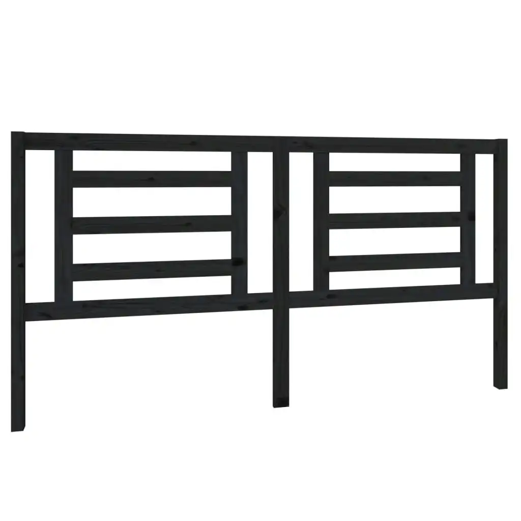 Bed Headboard Black 186x4x100 cm Solid Wood Pine 818839