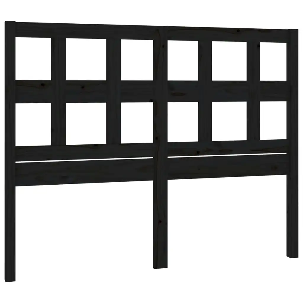 Bed Headboard Black 185.5x4x100 cm Solid Wood Pine 818939