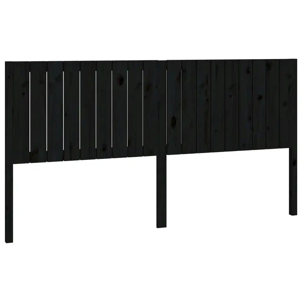 Bed Headboard Black 185.5x4x100 cm Solid Wood Pine 818889