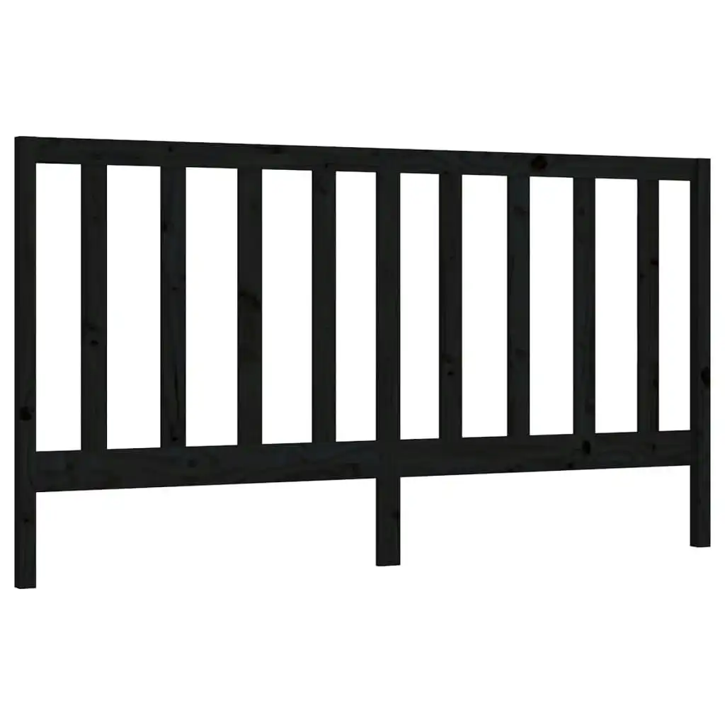 Bed Headboard Black 186x4x100 cm Solid Wood Pine 817709