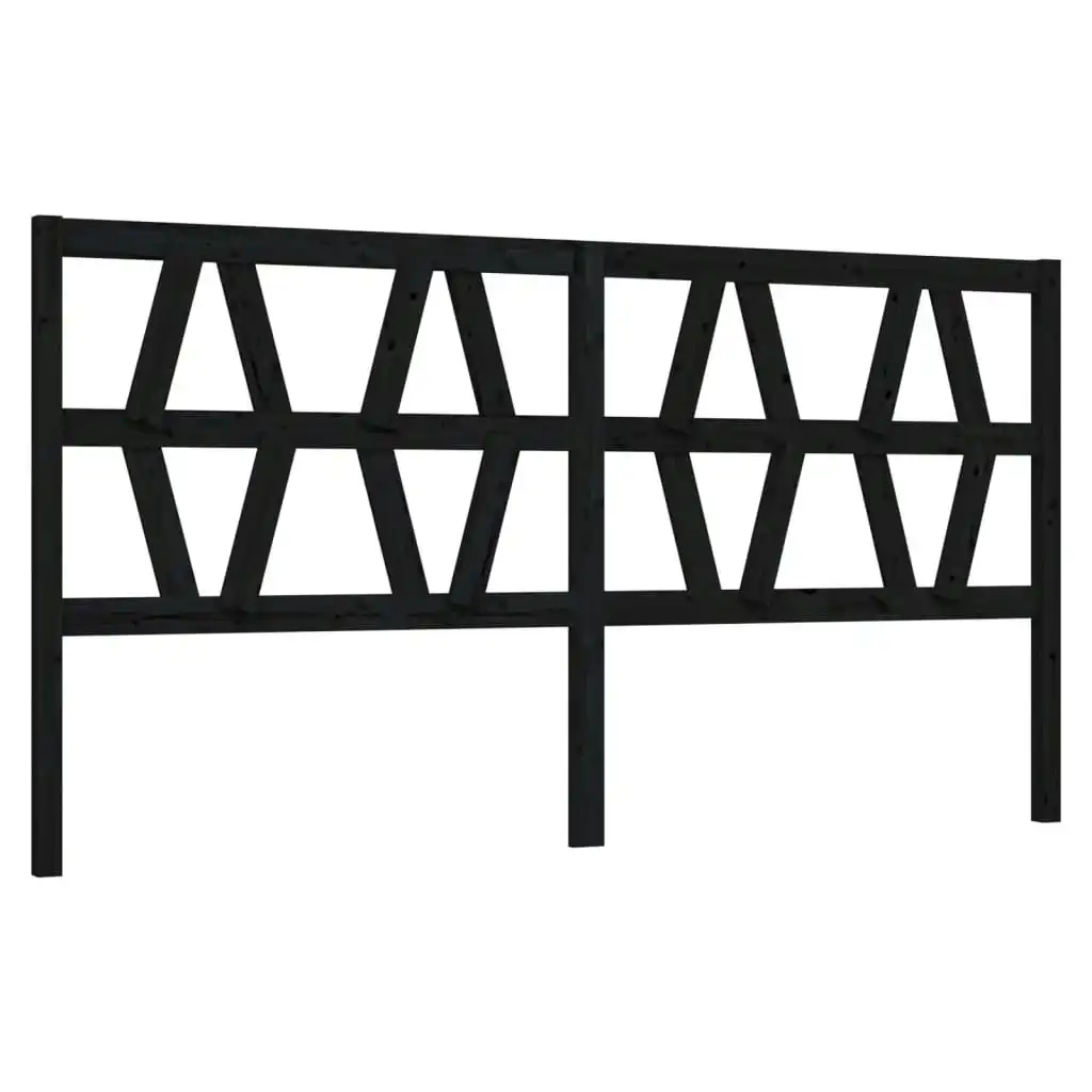 Bed Headboard Black 186x4x100 cm Solid Wood Pine 818639