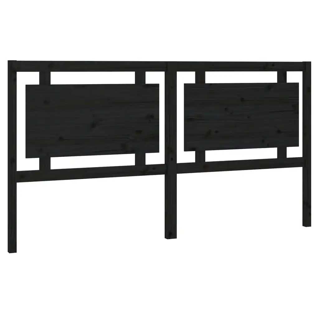 Bed Headboard Black 185.5x4x100 cm Solid Wood Pine 817959