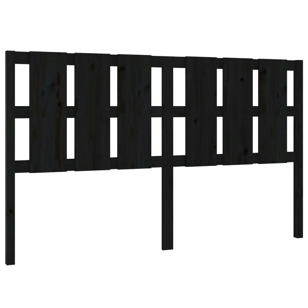 Bed Headboard Black 185.5x4x100 cm Solid Wood Pine 818009