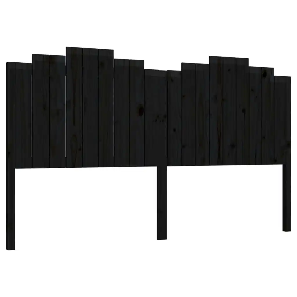 Bed Headboard Black 186x4x110 cm Solid Wood Pine 818489