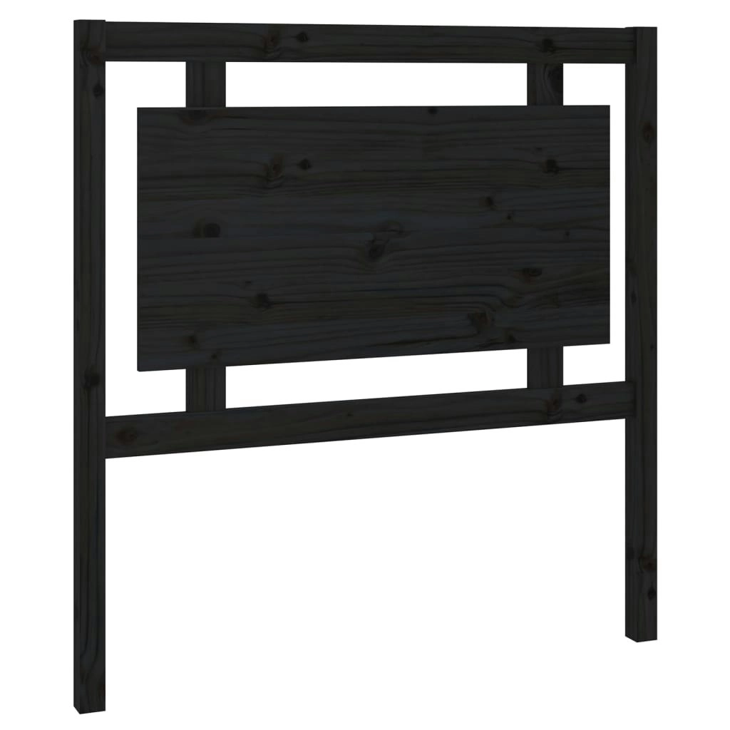 Bed Headboard Black 95.5 cm Solid Wood Pine 817924