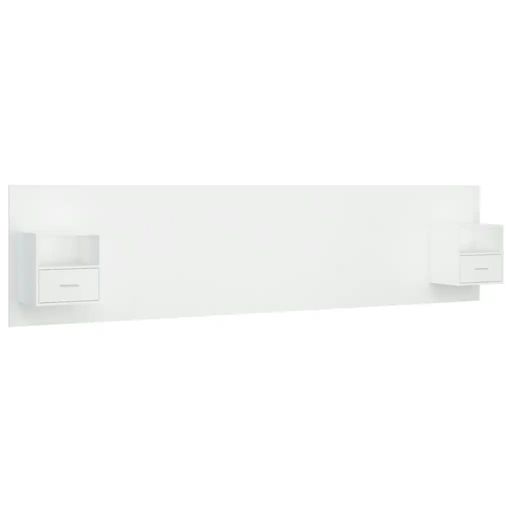 Bed Headboard with Cabinets White Engineered Wood 3115764