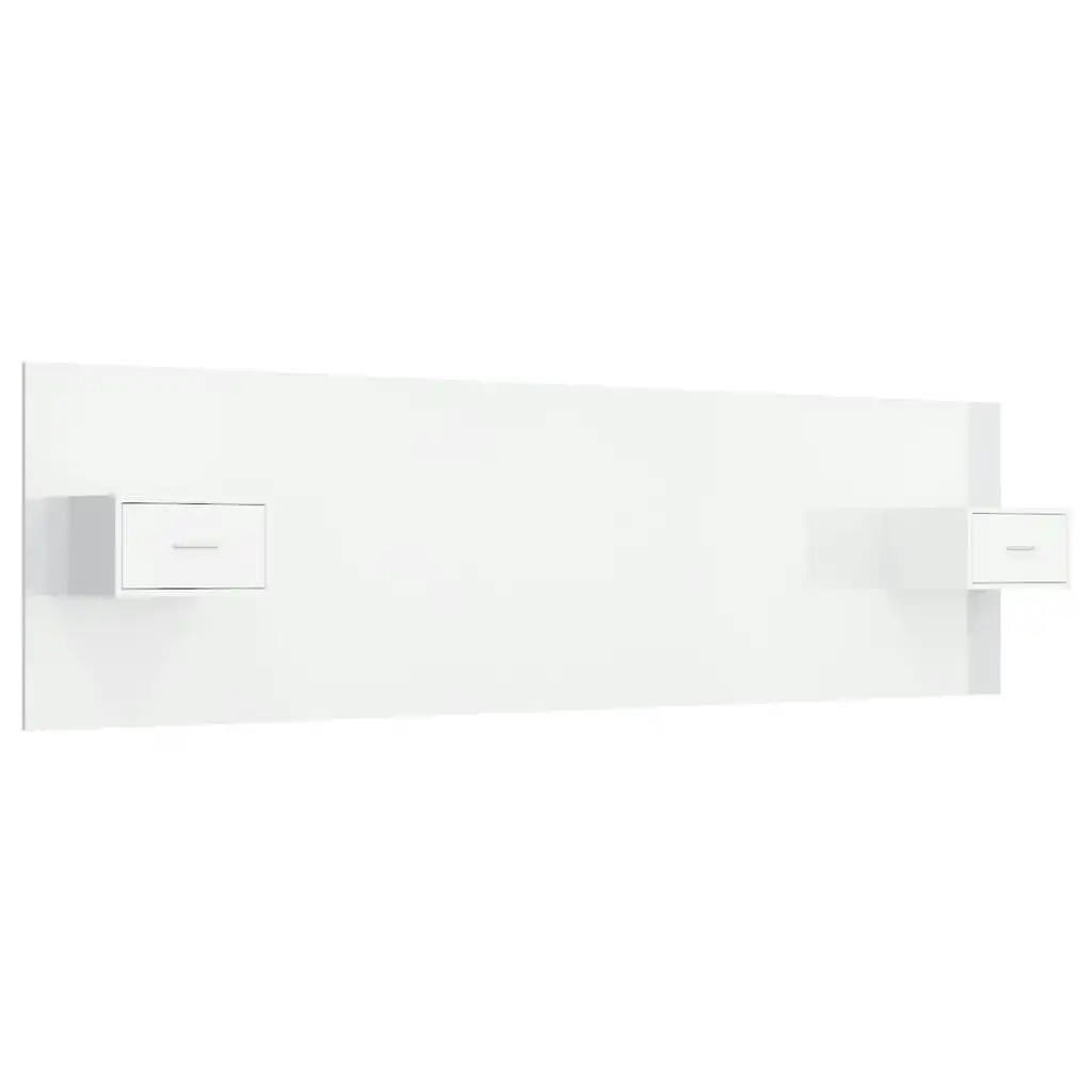 Bed Headboard with Cabinets High Gloss White Engineered Wood 3115728