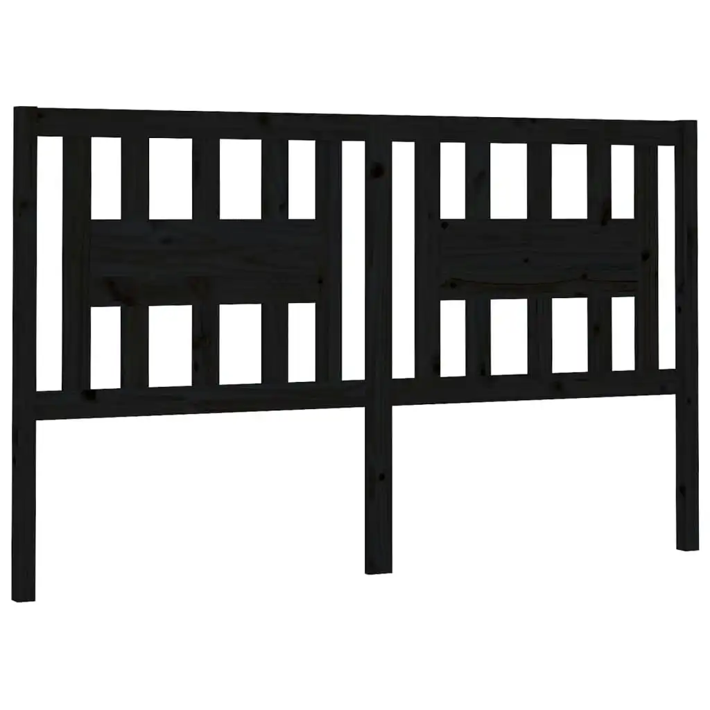 Headboard Black 141x4x100 cm Solid Wood Pine 818669