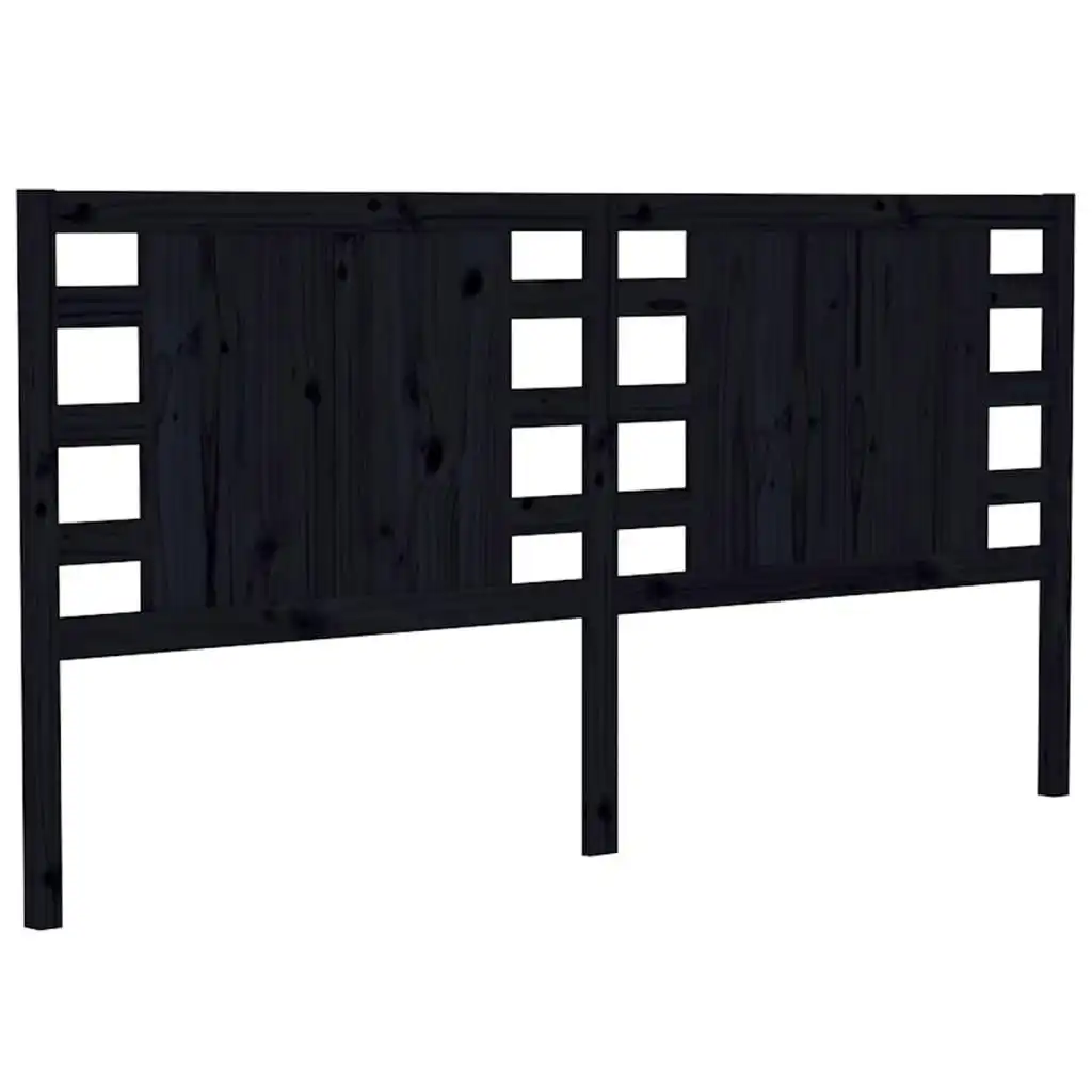 Headboard Black 141x4x100 cm Solid Wood Pine 818769