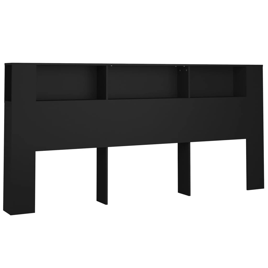 Headboard Cabinet Black 220x18.5x104.5 cm 811962