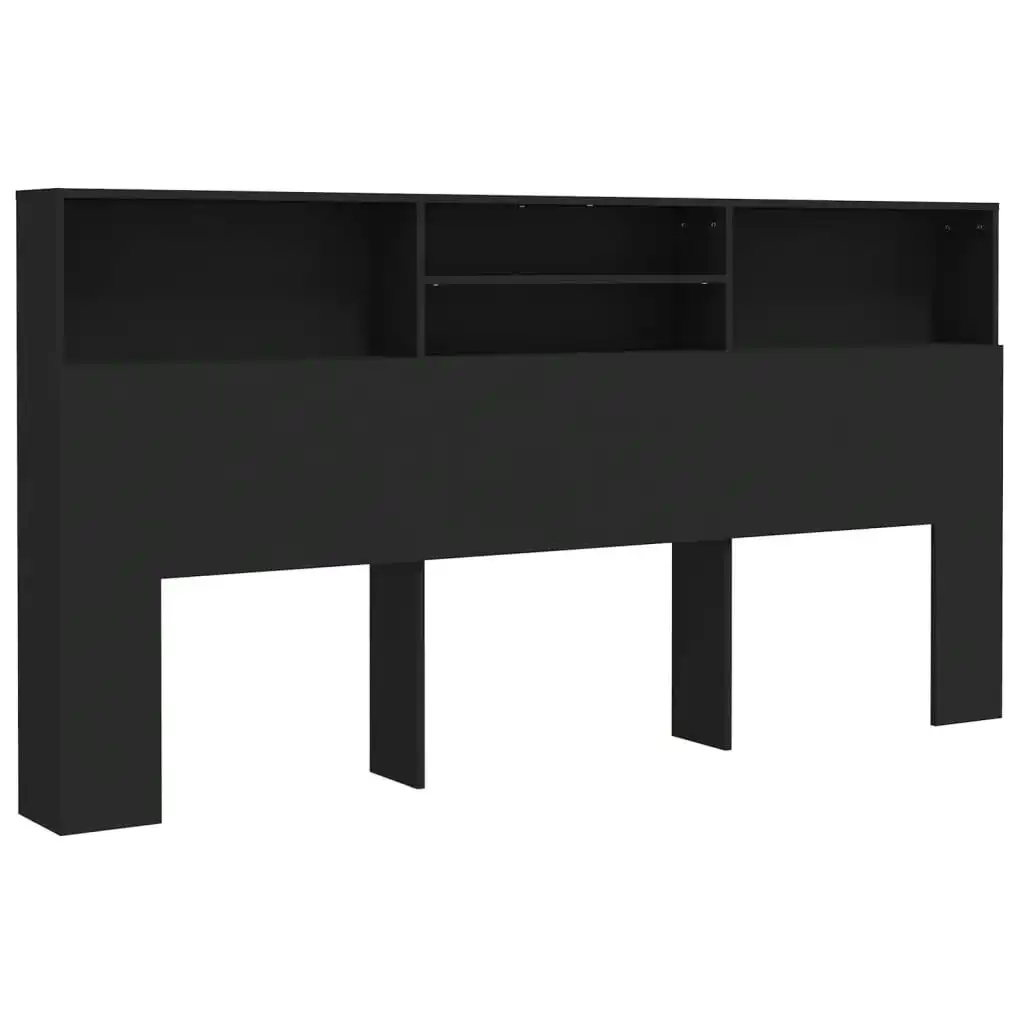 Headboard Cabinet Black 200x19x103.5 cm 811890