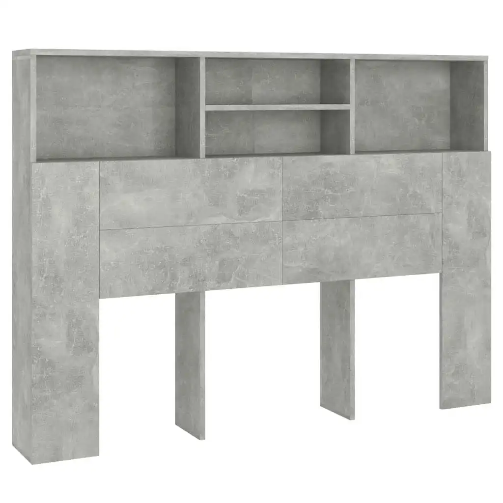 Headboard Cabinet Concrete Grey 140x19x103.5 cm 811866