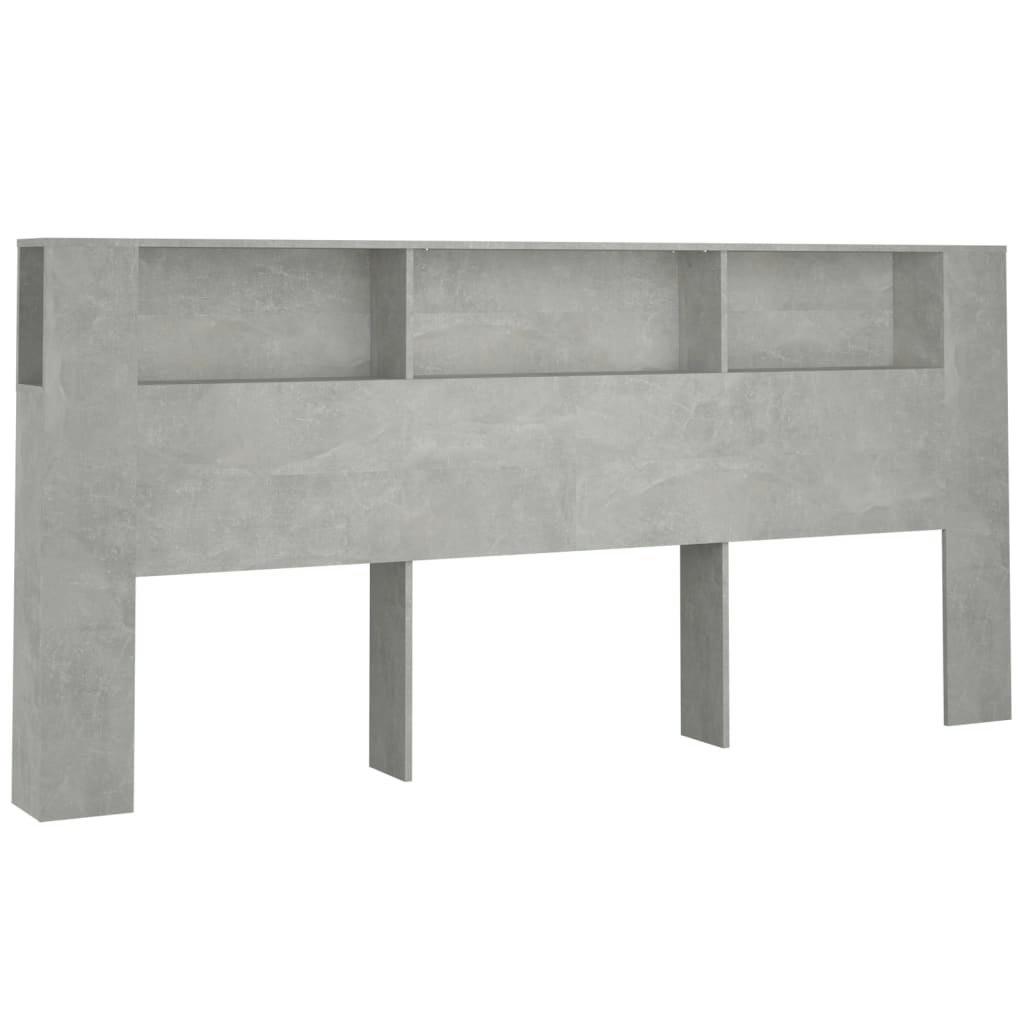 Headboard Cabinet Concrete Grey 220x18.5x104.5 cm 811965