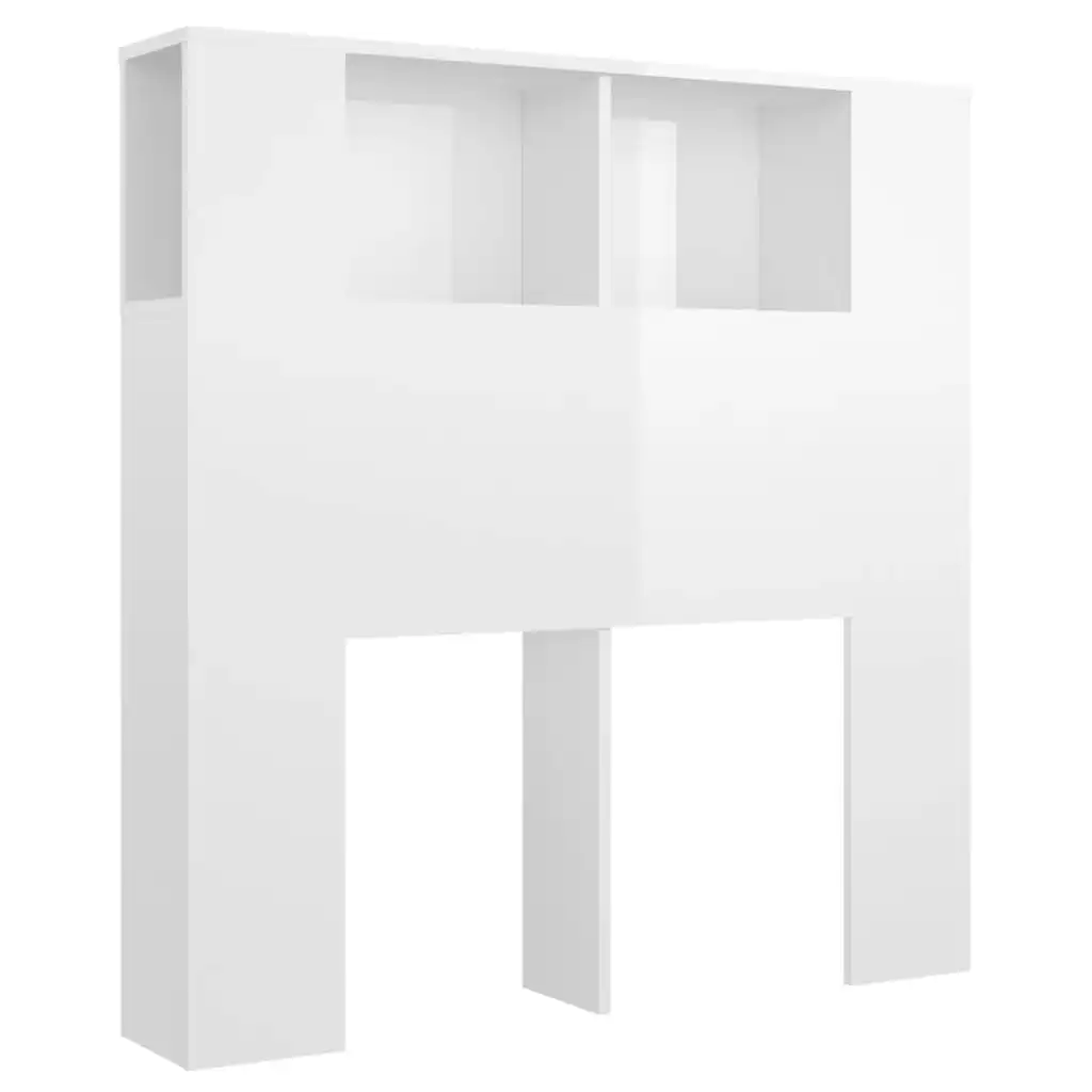 Headboard Cabinet High Gloss White 100x18.5x104.5 cm 811913