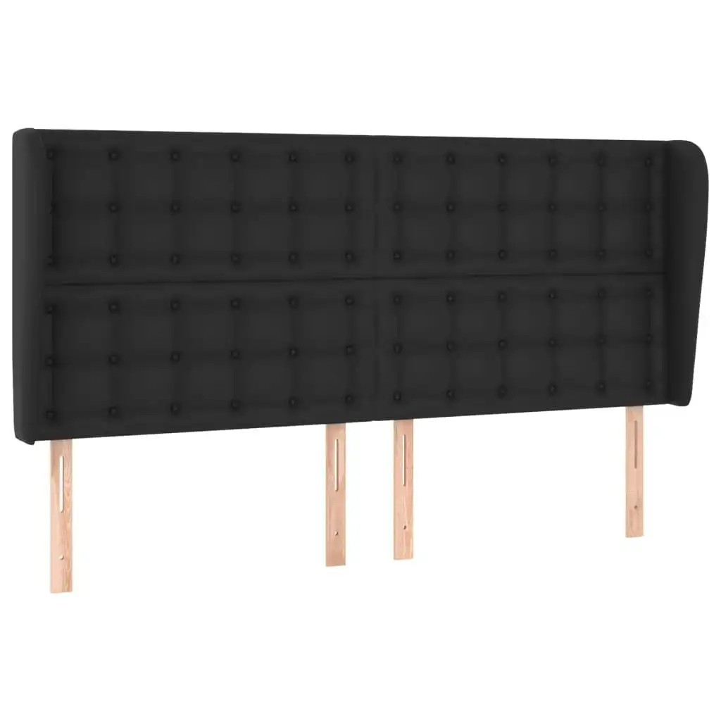 Headboard with Ears Black 163x23x118/128 cm Faux Leather 3118052