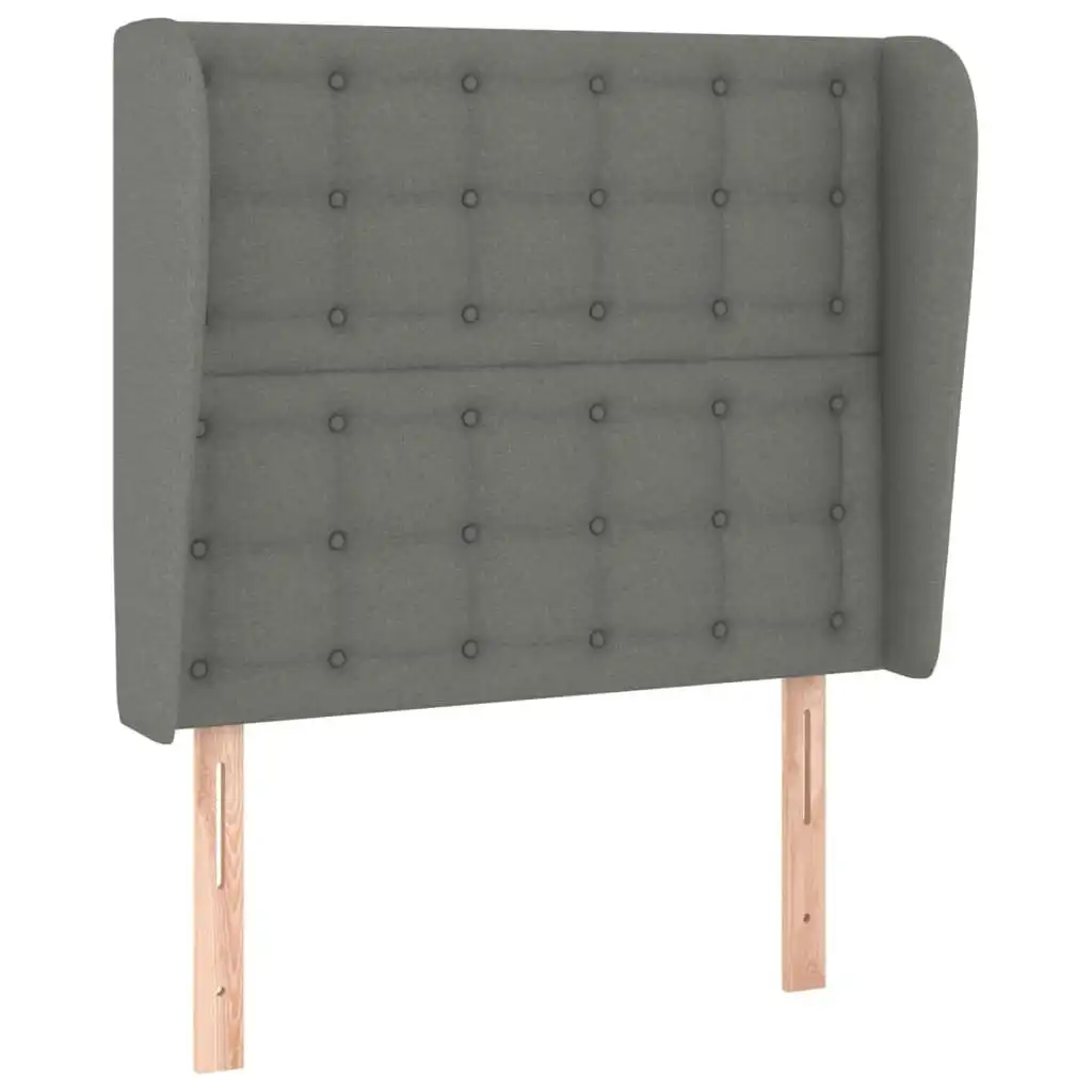 Headboard with Ears Dark Grey 103x23x118/128 cm Fabric 3118381