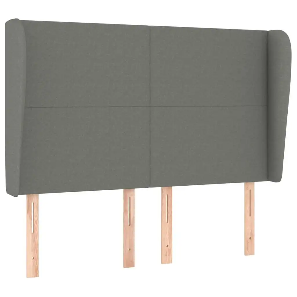 Headboard with Ears Dark Grey 147x23x118/128 cm Fabric 3117675