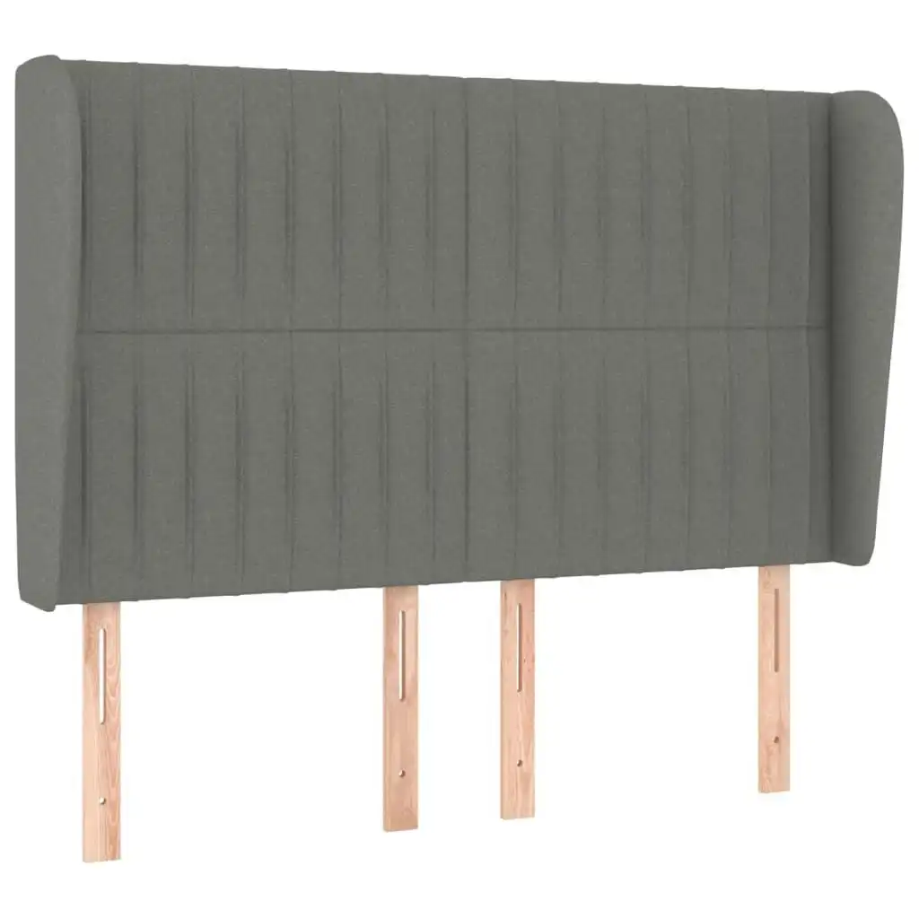 Headboard with Ears Dark Grey 147x23x118/128 cm Fabric 3118193